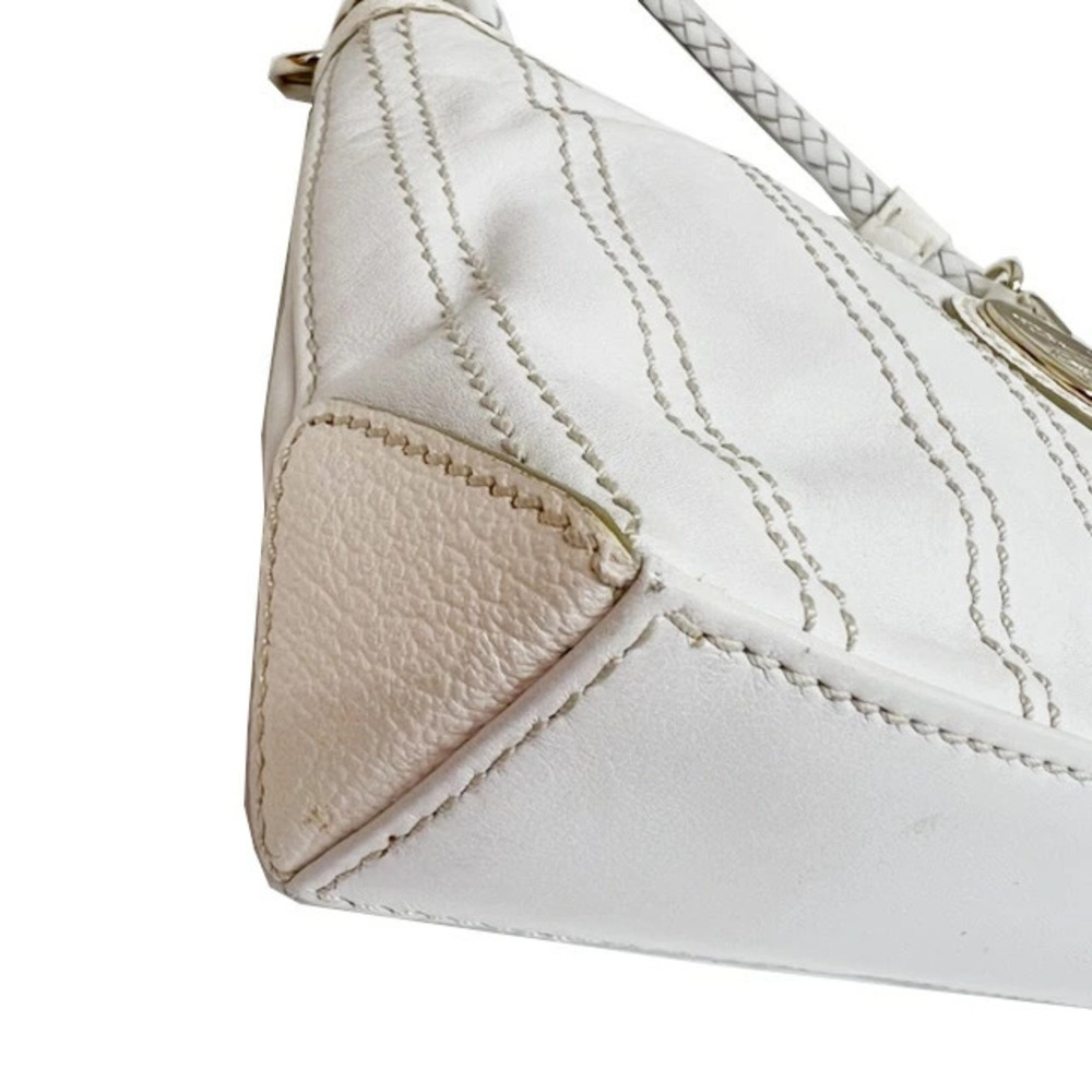 CELINE Accessory Clutch White Leather Intrecciato Bag - Picture 3 of 9